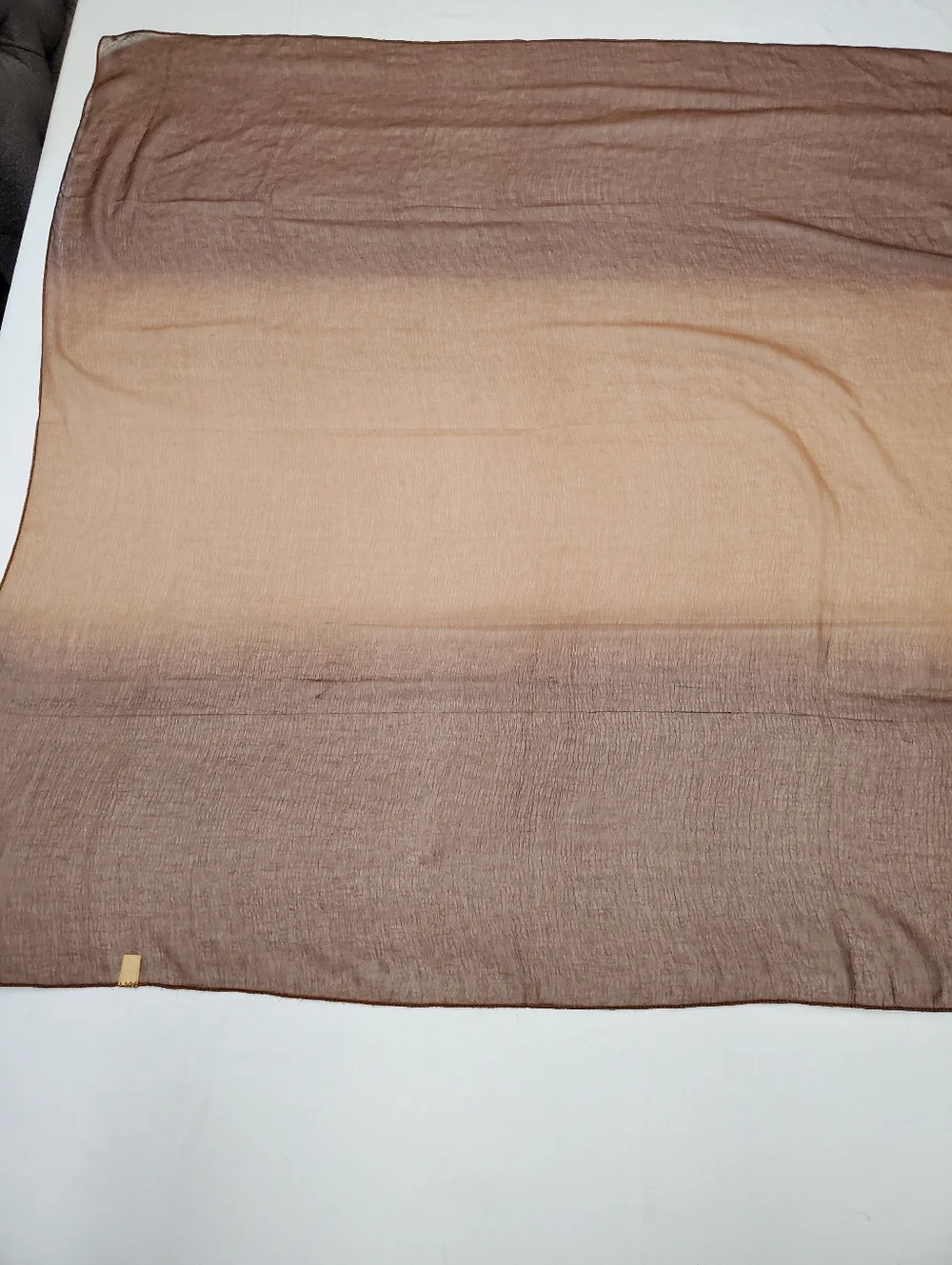 Brown Ombre Sheer Scarf Wrap | Boho Neutral Lightweight Shawl Floral Soft